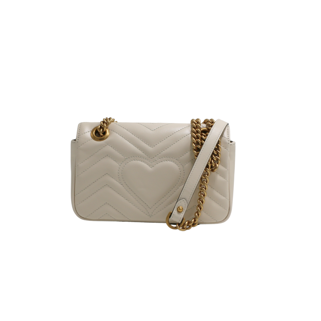 Gucci GG Marmont Chain Shoulder Bag White 446744 - Luxury Handbag